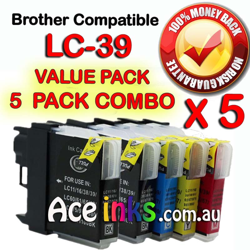 VALUE PACK 5 Combo Compatible Brother LC-39 Printer Cartridges